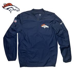 Denver Broncos Nike Storm-Fit Pullover Jacket 1/4 Zip Navy Orange NFL Onfield Ap